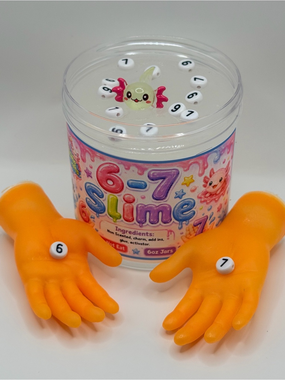6-7 Slime Jar with Mini Hands - Kids Toy